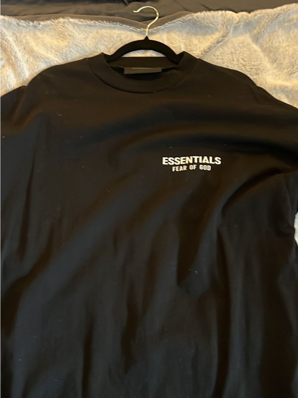 Essentials Black Crewneck Sweatshirt with White Logo